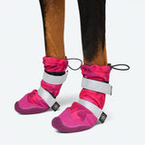 Dog Rainboots, Waterproof Dog Shoes - Fuchsia Camo