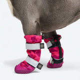 Dog Rainboots, Waterproof Dog Shoes - Fuchsia Camo