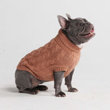 Cable Knit Dog Sweater - Brown