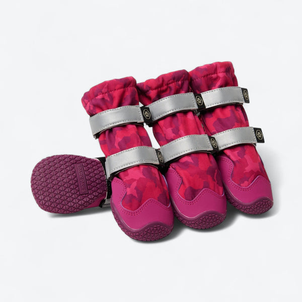 Flex Shell Water-resistant Dog Boots - Fuchsia Camo