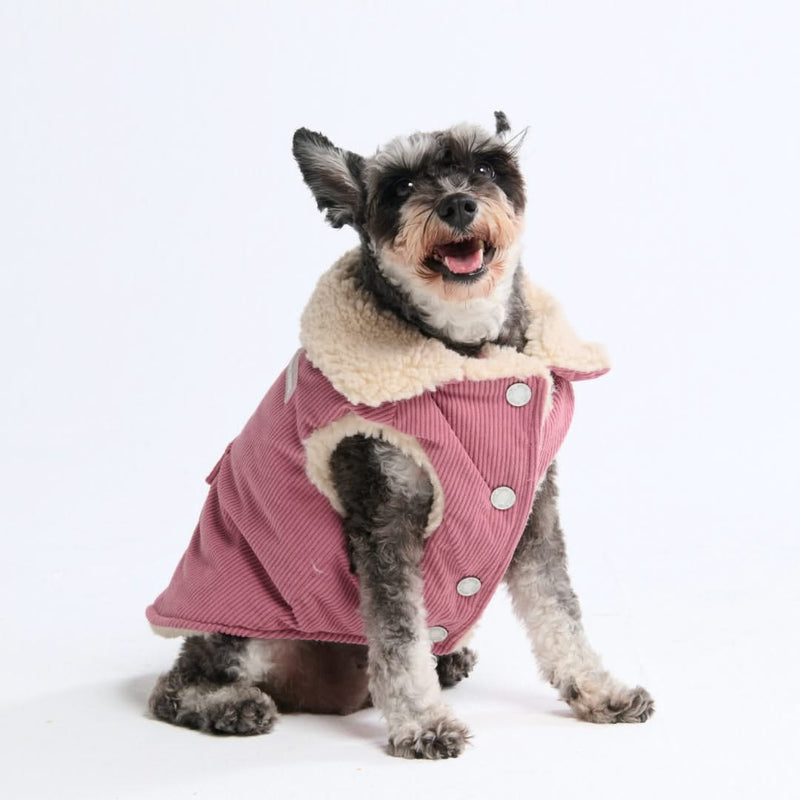 Spark Paws Corduroy Insulated Dog Winter Jacket Coat Sherpa Fleece Parka Vest Warm and Cozy