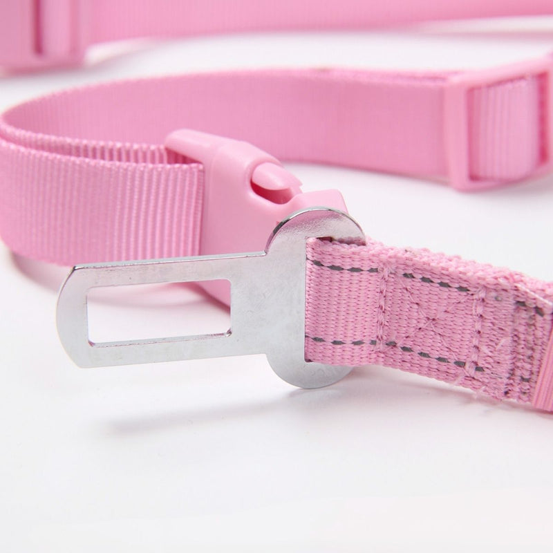 Multipurpose Seatbelt Handsfree Leash & Poop Bag Holder Set - Pink