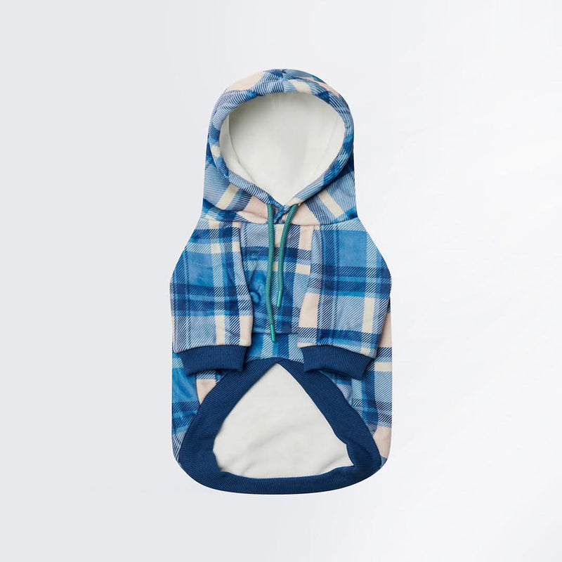 Blue Plaid Dog Hoodie