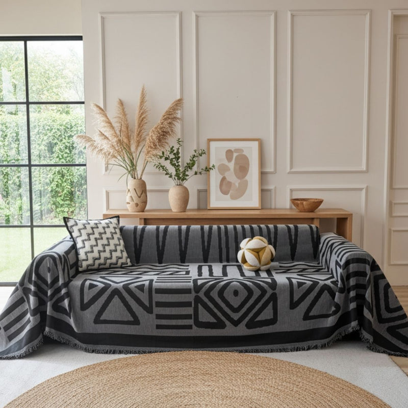 Boho Dark Grey Couch Cover