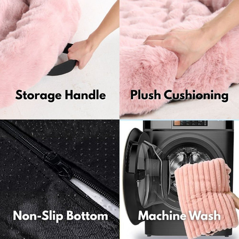 Calming Fluffy Couch Cover Dog Bed - Pink