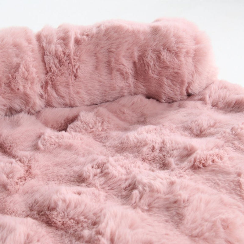 Calming Fluffy Couch Cover Dog Bed - Pink