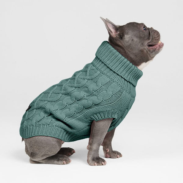 Cable Knit Dog Sweater - Pine Green