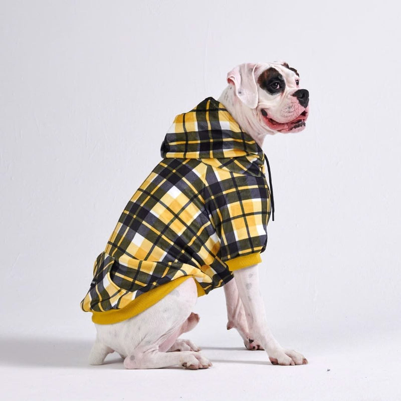 Yellow Plaid Dog Hoodie