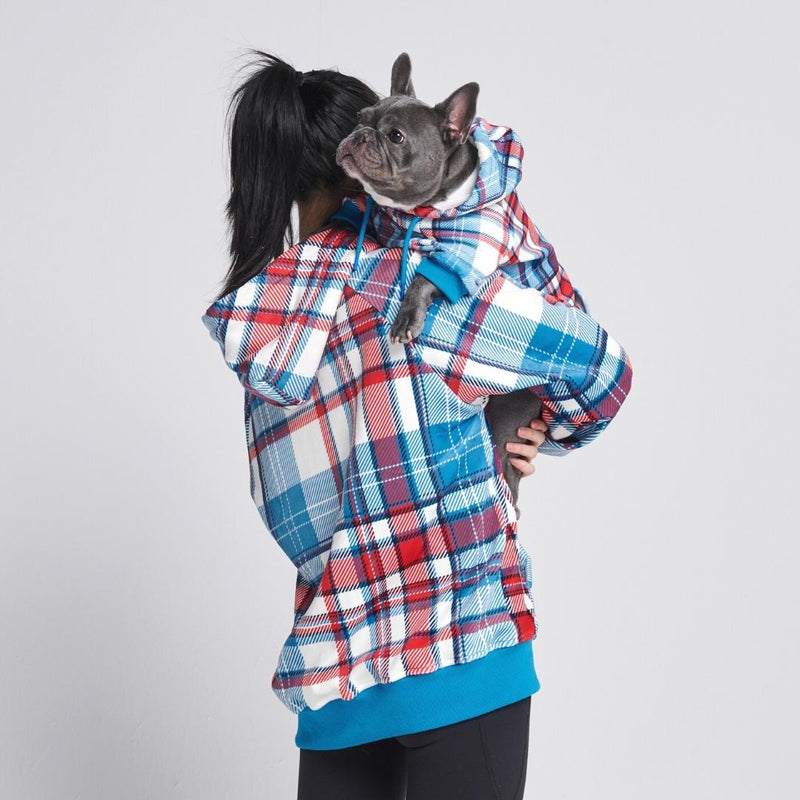 Blue and Red Plaid Human Hoodie