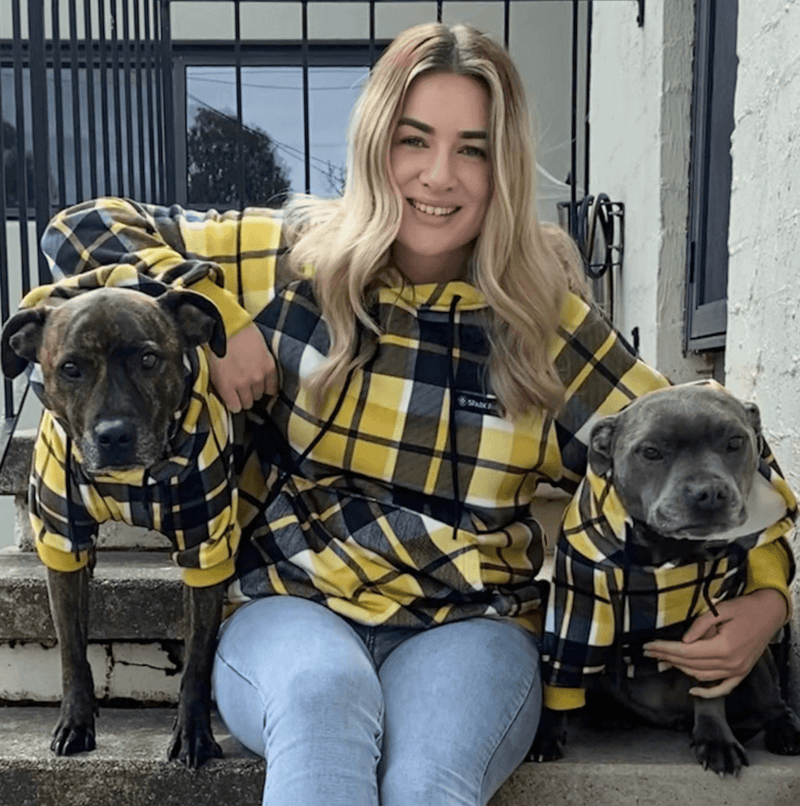 Yellow Plaid Dog Hoodie